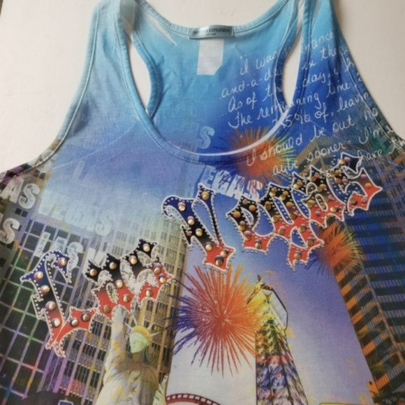 Banana Expression Las Vegas Print Razor Back Top - Picture 7 of 7